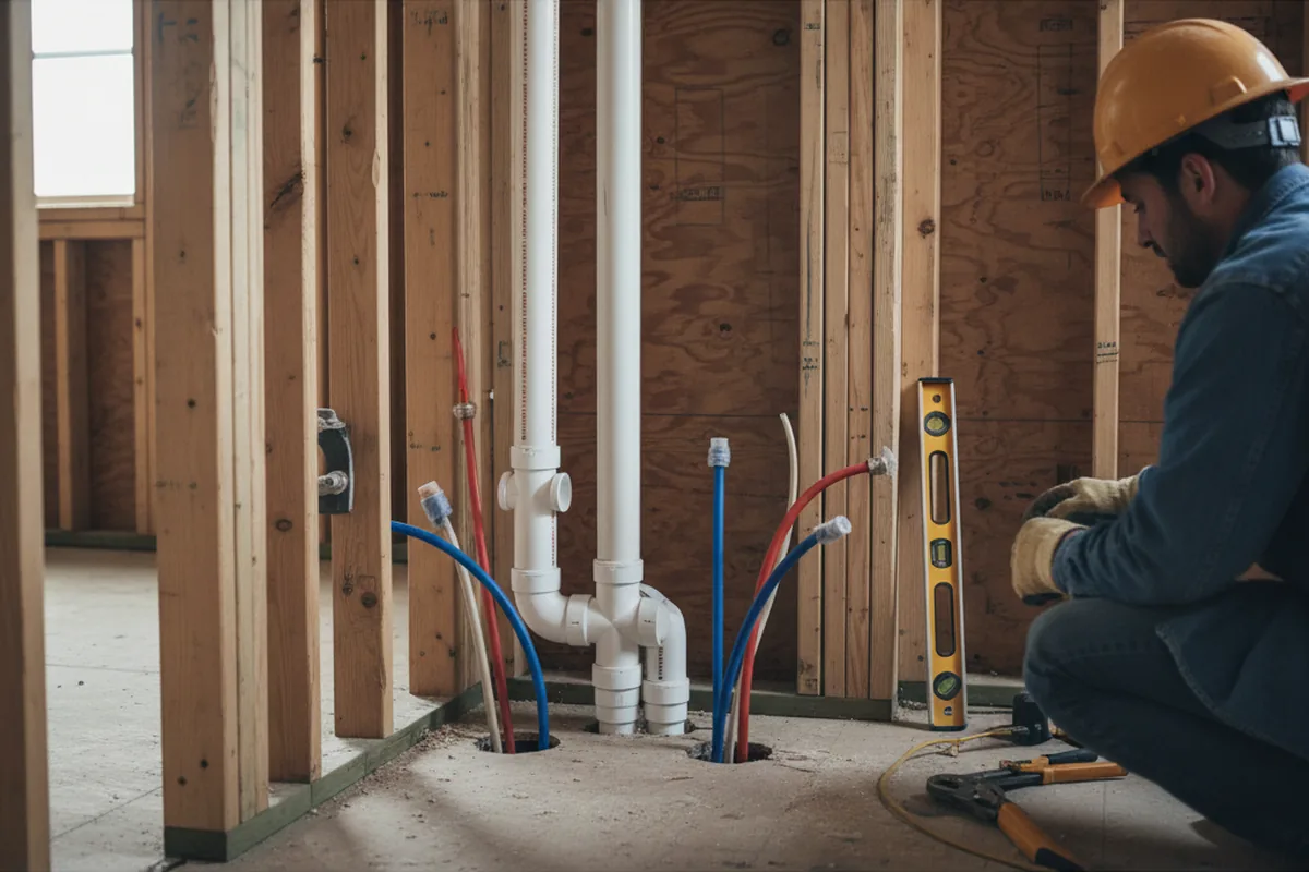 Drain and supply rough-in during Toilet Repair and Installation in Lake Lynn